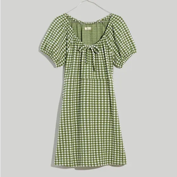 Madewell Dresses & Skirts - Madewell. Jacquard Puff-Sleeve Mini Dress in Faded Palm Gingham Check. Medium.